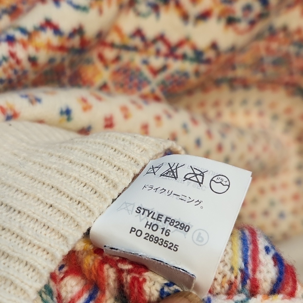 J. Crew cream Fair Isle Crew neck side slits wool oversized sweater sz S - Picture 6 of 10